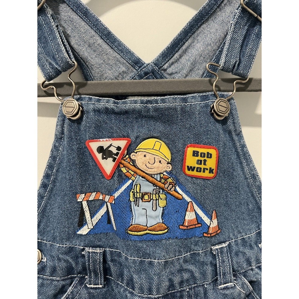 Vintage Bob The Builder Denim Bib Overalls Shorts - 24 Months - Nick Jr 90s Y2K - Picture 3 of 7